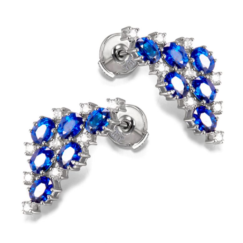 Boucle d oreille Triangle des Bermudes - Saphir, or blanc, diamant - 3
