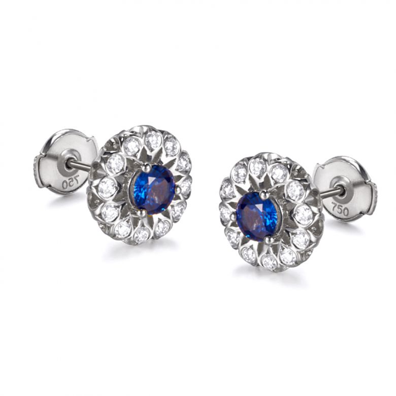 Boucle d oreille bleu de Médicis - Saphir, or blanc, diamant - 3