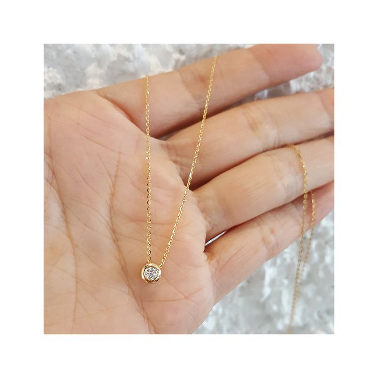 Pendentif solitaire or jaune - Diamant serti clos personnalisable - 2