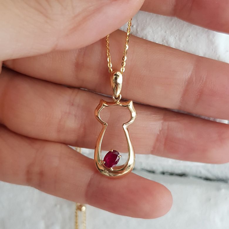 Pendentif rubis or jaune - Mon petit chaton - 6