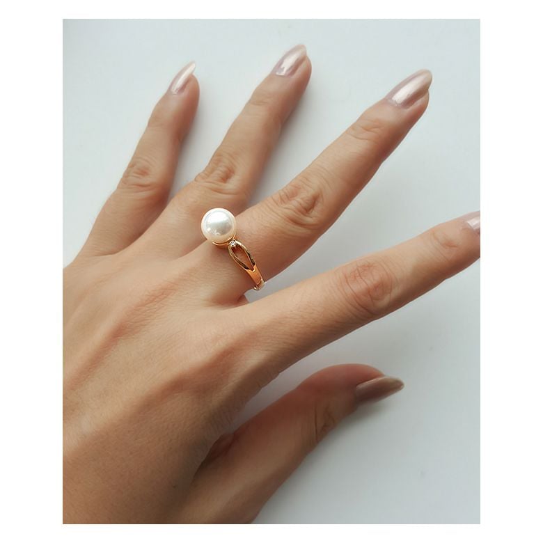 Bague jaune perle culture - Or, Perle Akoya du Japon et diamants - 6