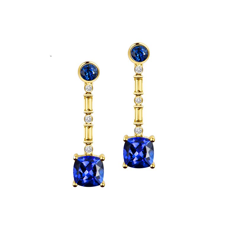 Boucle d oreille Élisabeth Ière - Saphir, diamant & Or jaune - 1