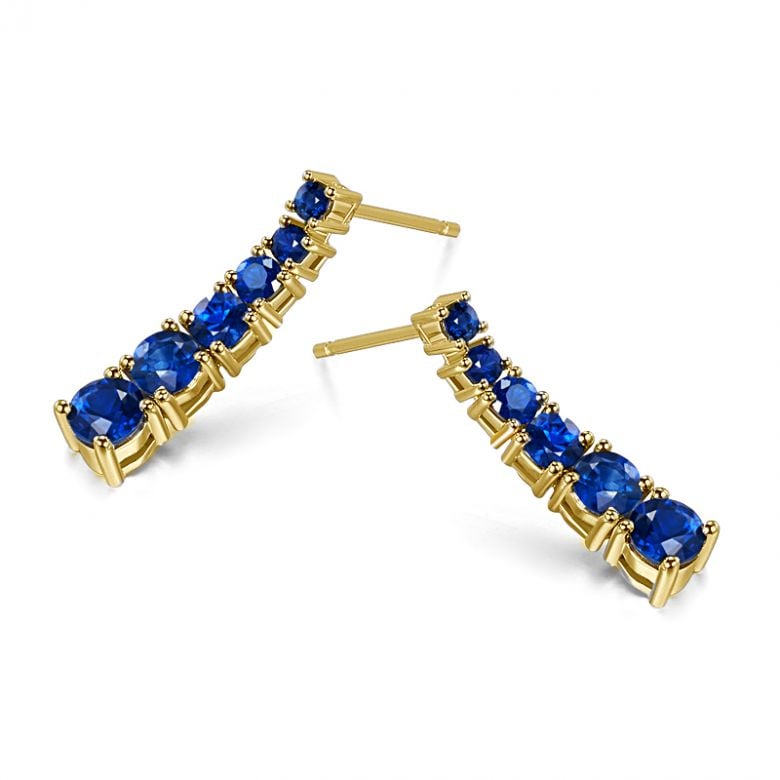 Boucle oreille Montecristo blue - Saphir, or jaune - 4