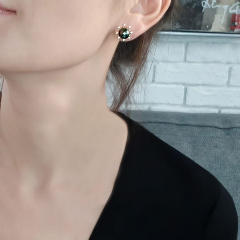 Boucles oreilles perles de Tahiti noires, 9/10mm, GEMME - 3
