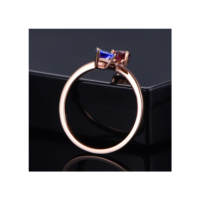 Bague Vice et Versa. saphirs Bleu et Rose. Or rose - 5
