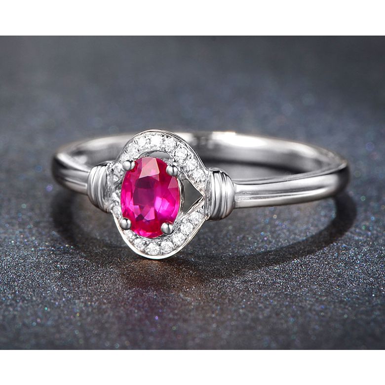 Bague rubis Chéri diamants et Or blanc 18cts - 4