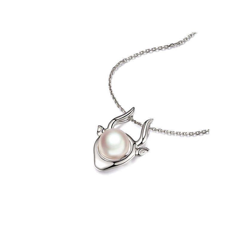 Pendentif Zodiaque. Perle Akoya, Or blanc 18cts - 5