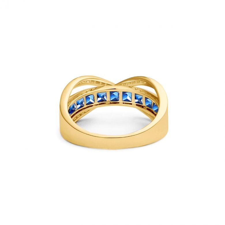 Bague sens de nos vies. Saphirs bleus, diamants et Or jaune - 5