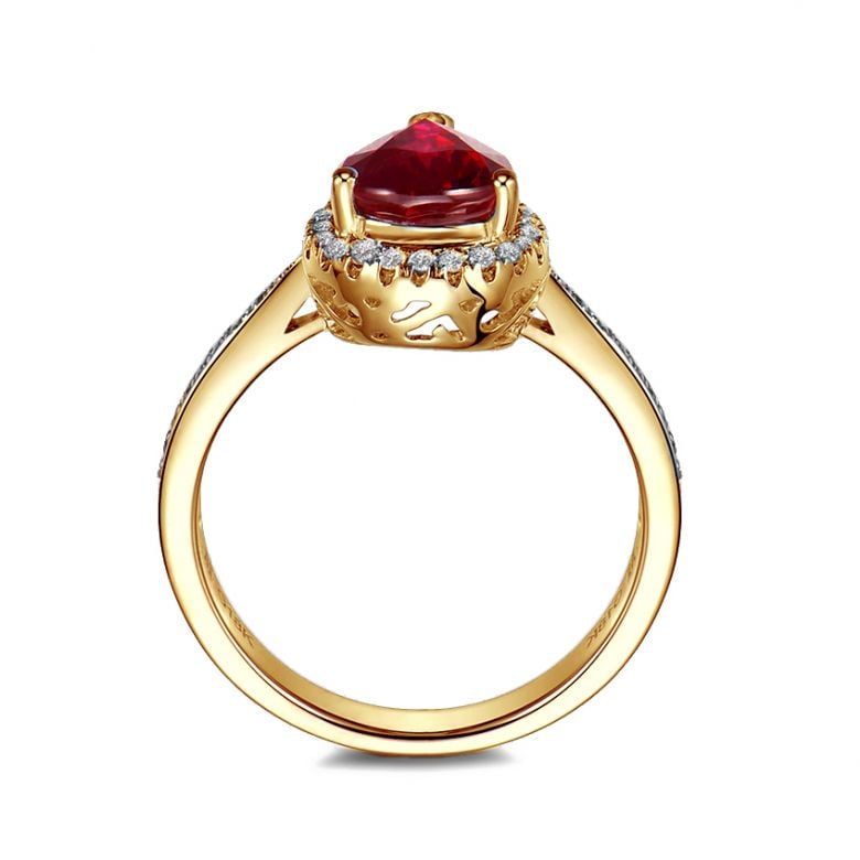 Bague Comtesse Rubis Poire et Diamants. Or jaune - 8