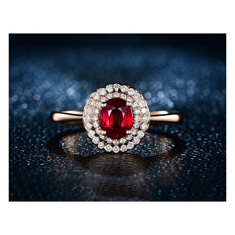 1 rubis, des diamants et de l'or rose : Bague Florali - 3