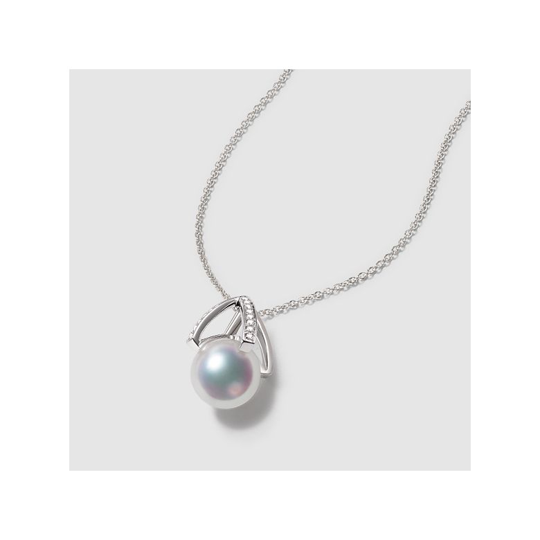 Pendentif perle Akoya Japon. Diamant, Or blanc I Masako - 7