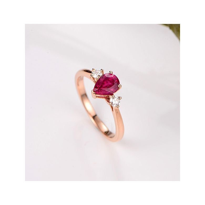 Bague Amour. Or rose, rubis 1ct taillé en poire, diamants - 3