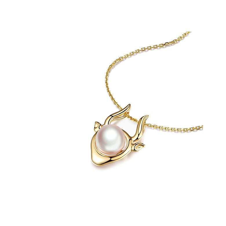 Pendentif Zodiaque. Perle Akoya, Or jaune 18cts - 7
