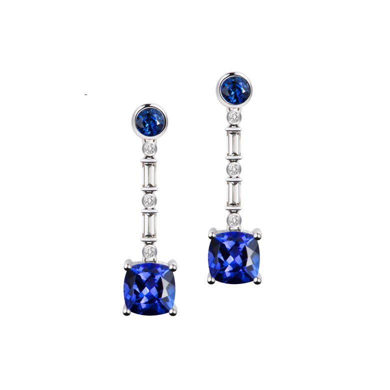 Boucle d oreille Élisabeth Ière - Saphir, diamant & Or blanc - 1