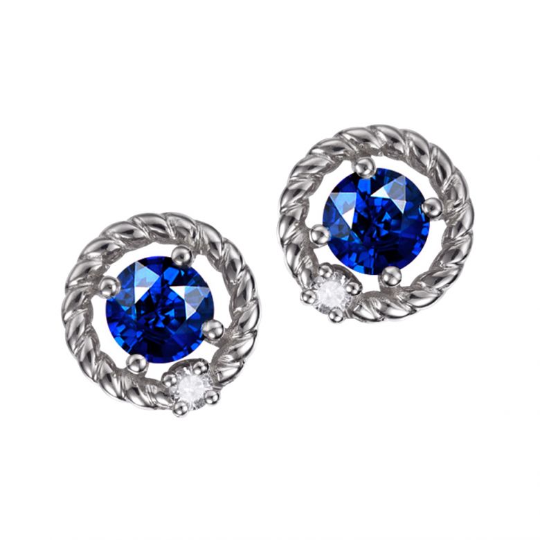 Boucle d oreille Saphir, Diamant & or blanc - Tempietto - 1