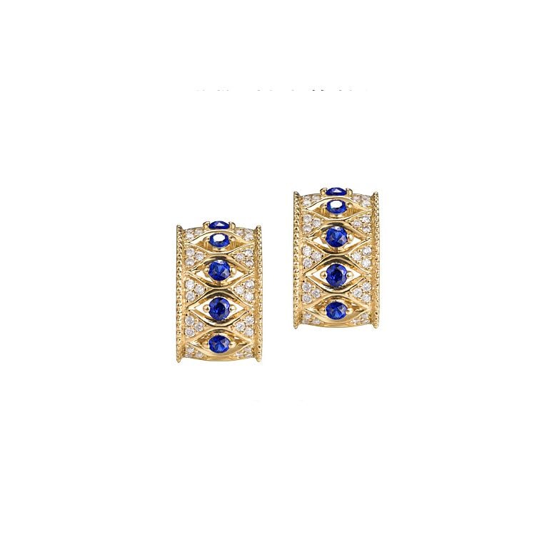 Boucles Oreilles Or jaune, saphir & diamant - 1