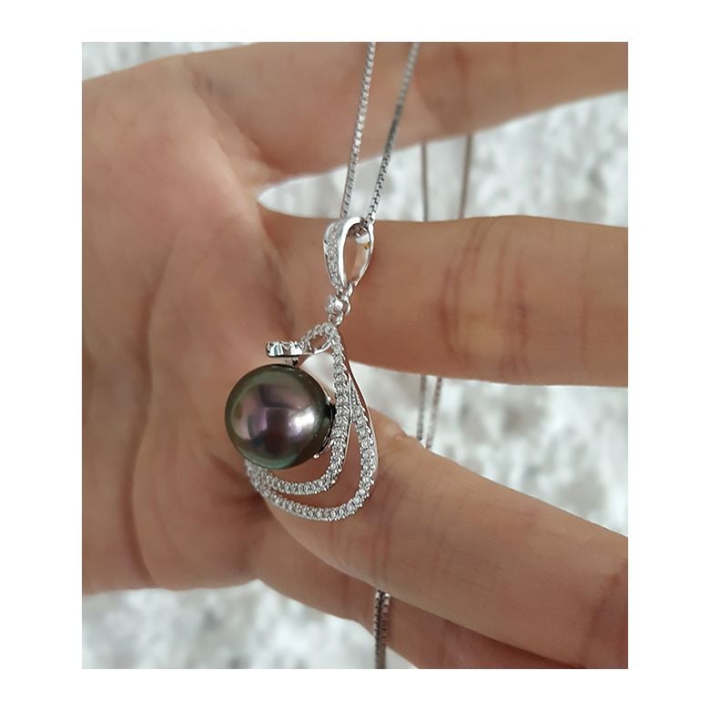 Pendentif trésor des océans - Perle de Tahiti - Or blanc, diamants - 5