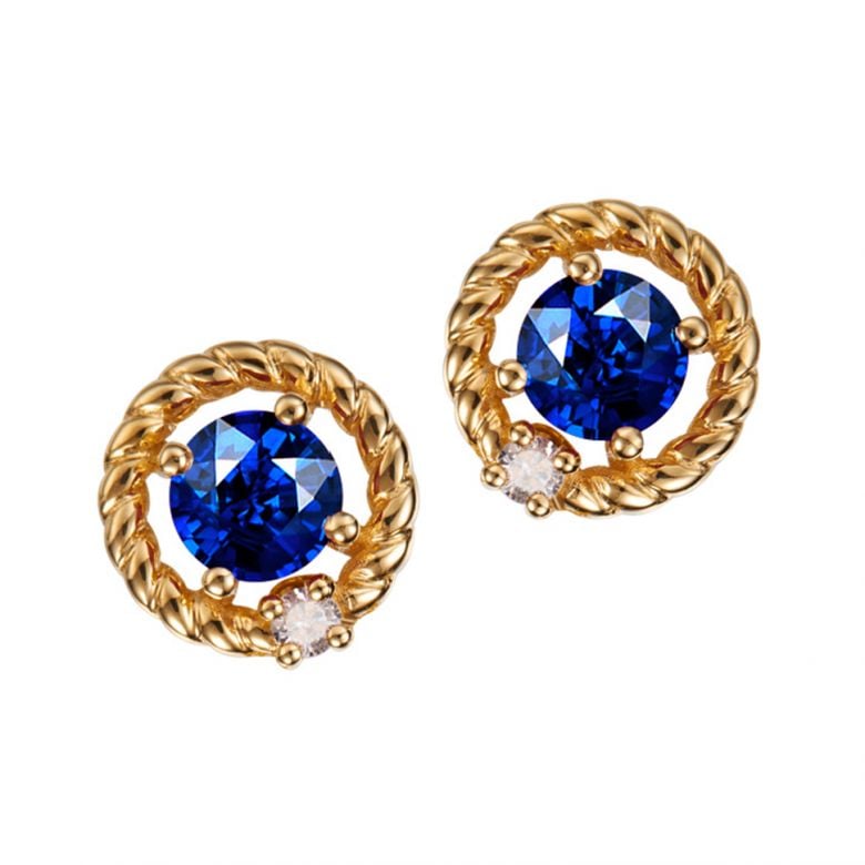 Boucle d oreille Saphir, Diamant & or jaune - Tempietto - 1