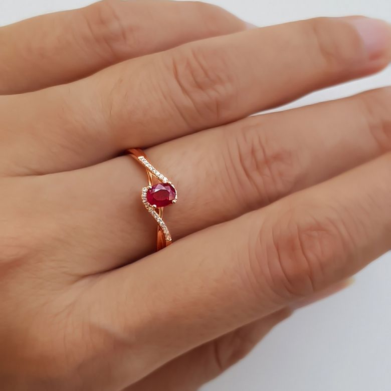 Bague Rubis 0.35ct & Diamants Or Rose 18cts| Gemperles - 3
