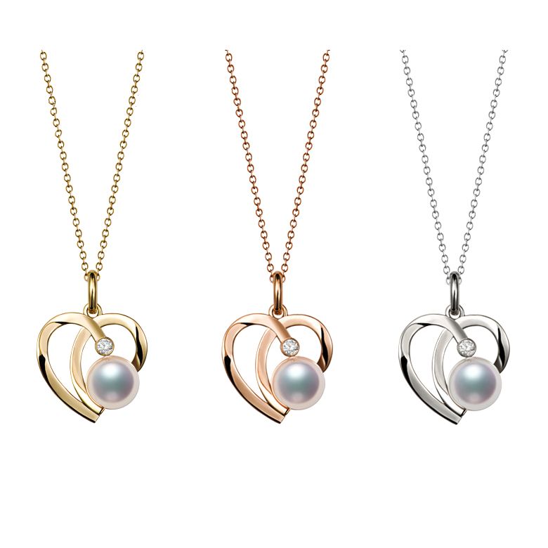 Pendentif Chiaky. Coeur moderne Or jaune. Perle Akoya, Diamant - 5