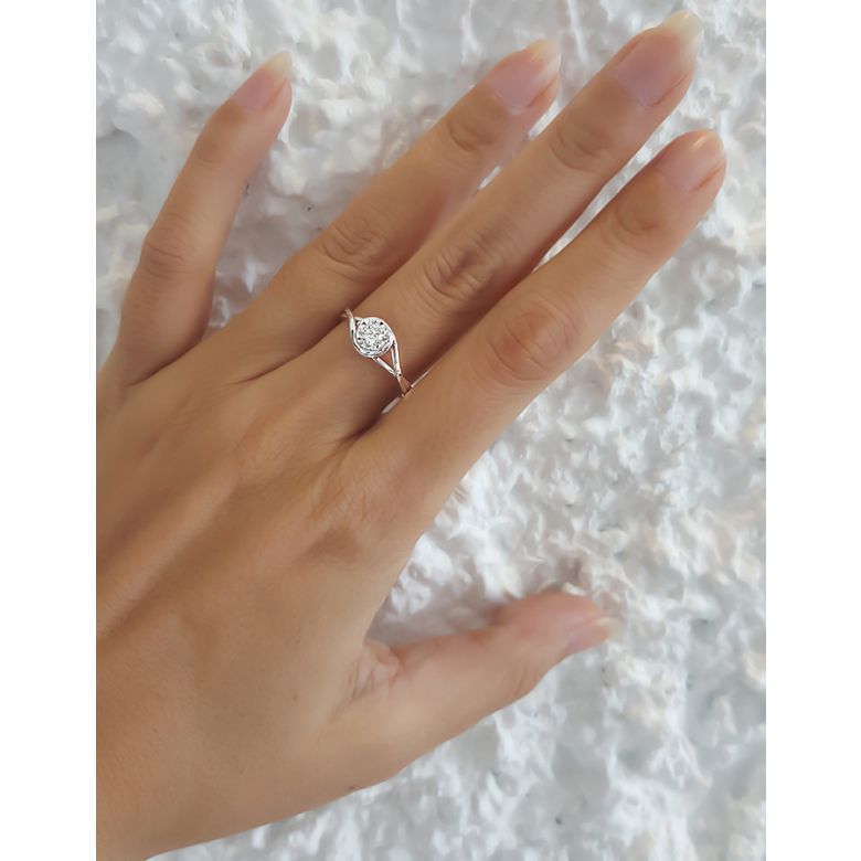 Solitaire anneau ensorcelé - Or blanc 18cts et diamant 0.15ct | Gemperles - 6