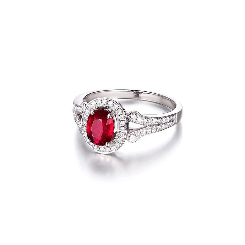 Bague Mogok, rubis de Mozambique.  Or blanc et diamants | Mogok - 9