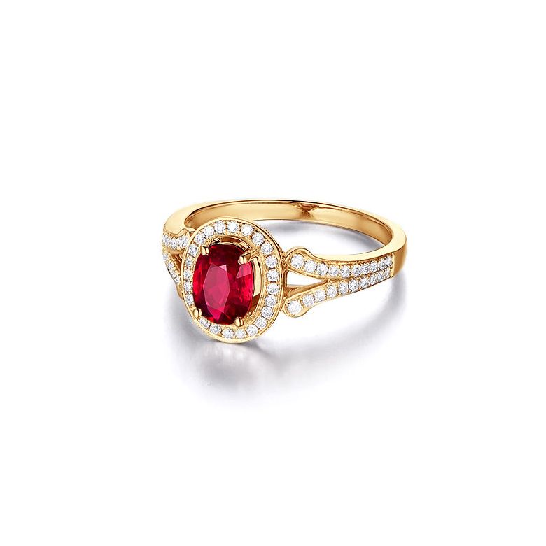 Bague Mogok, rubis de Mozambique.  Or jaune et diamants | Mogok - 4
