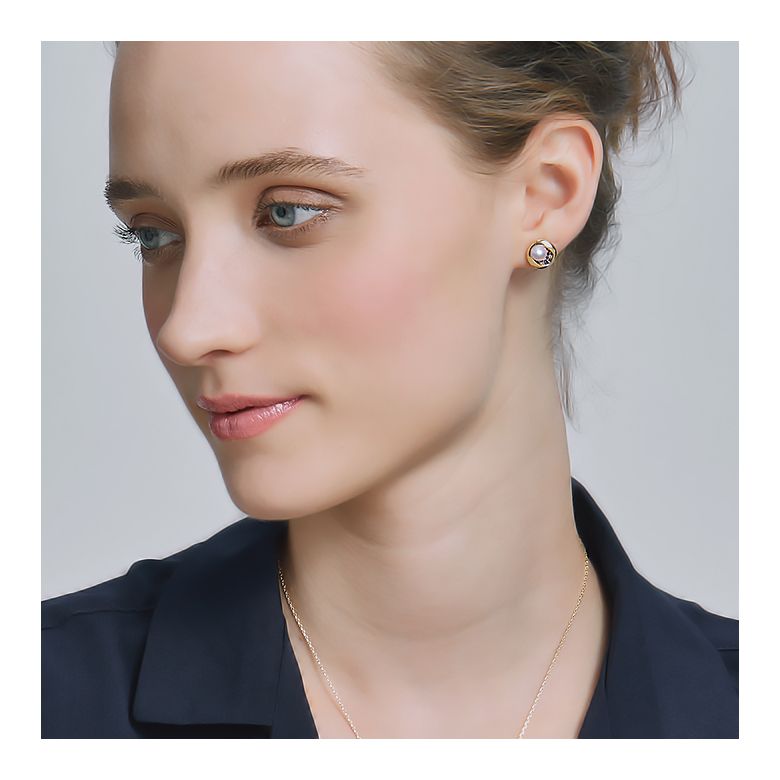 Boucle oreille perle Akoya I Constellation saphir diamant I Seiza, Or jaune - 5