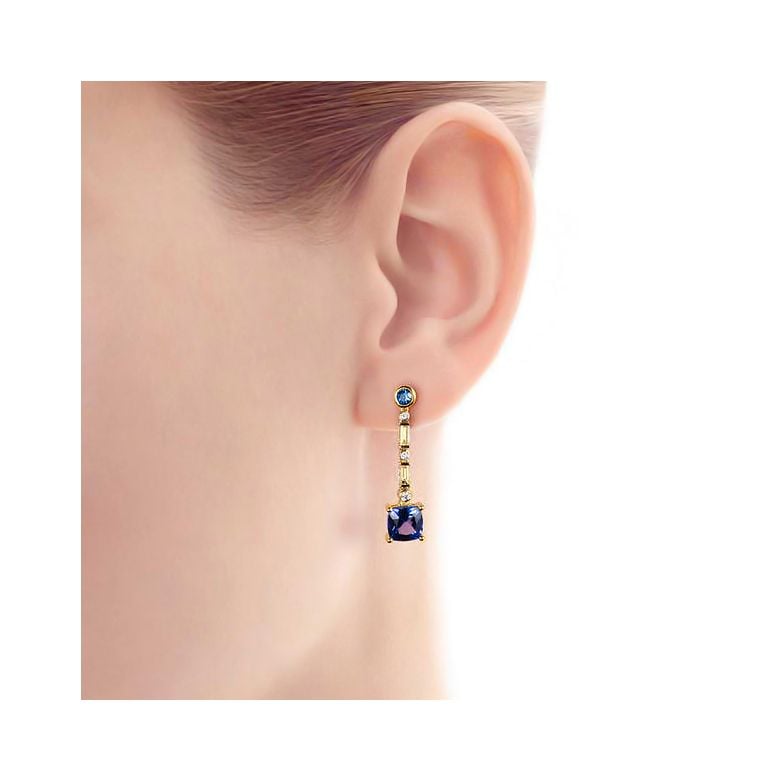 Boucle d oreille Élisabeth Ière - Saphir, diamant & Or jaune - 2