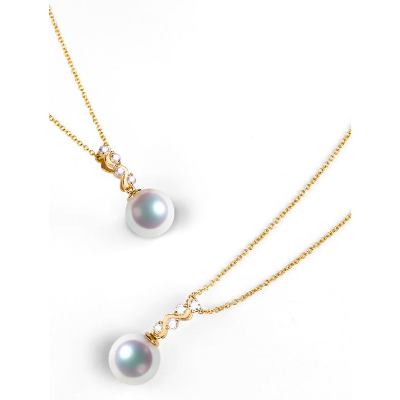 Pendentif danse du serpent. Perle Akoya, Or jaune, diamants. - 5