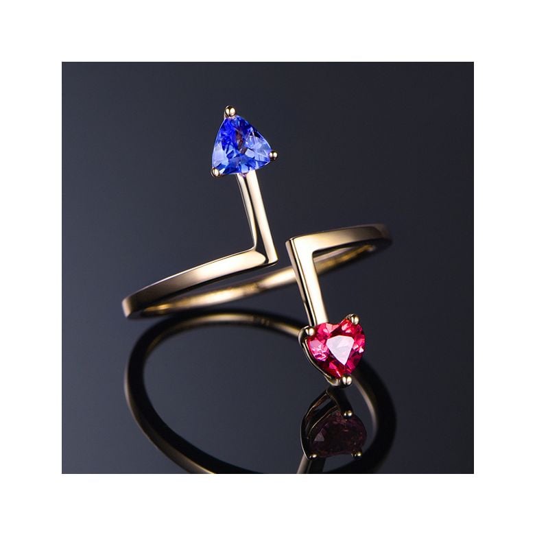 Bague Vice et Versa. Tourmaline, tanzanite. Or jaune - 3