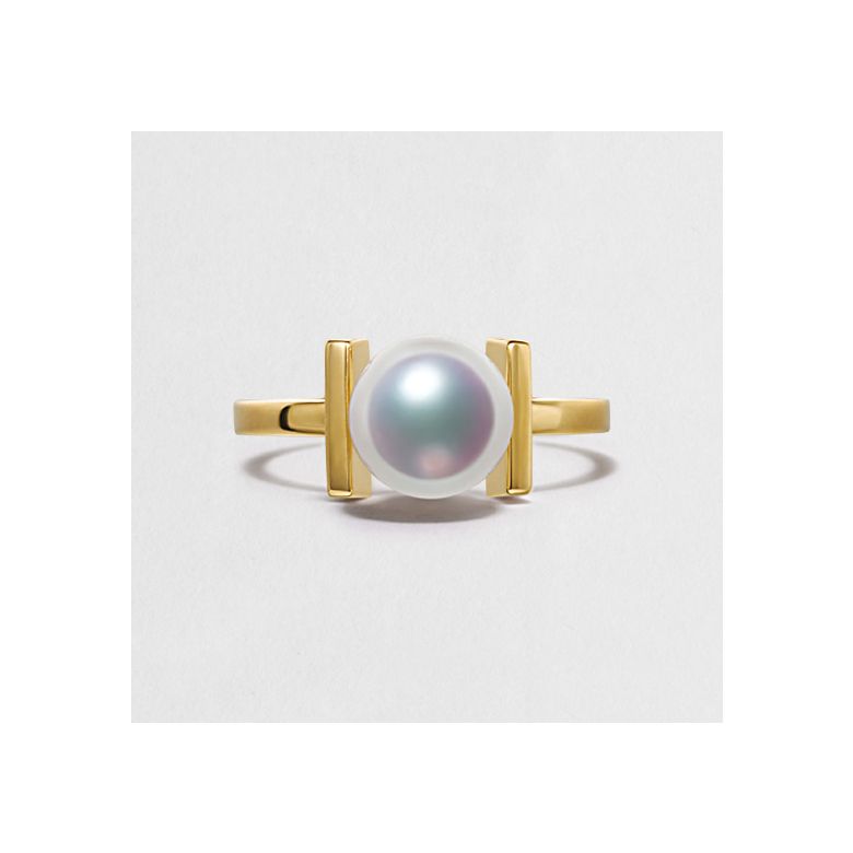 Bague moderne perle Akoya du Japon et or jaune 18 carats - 4