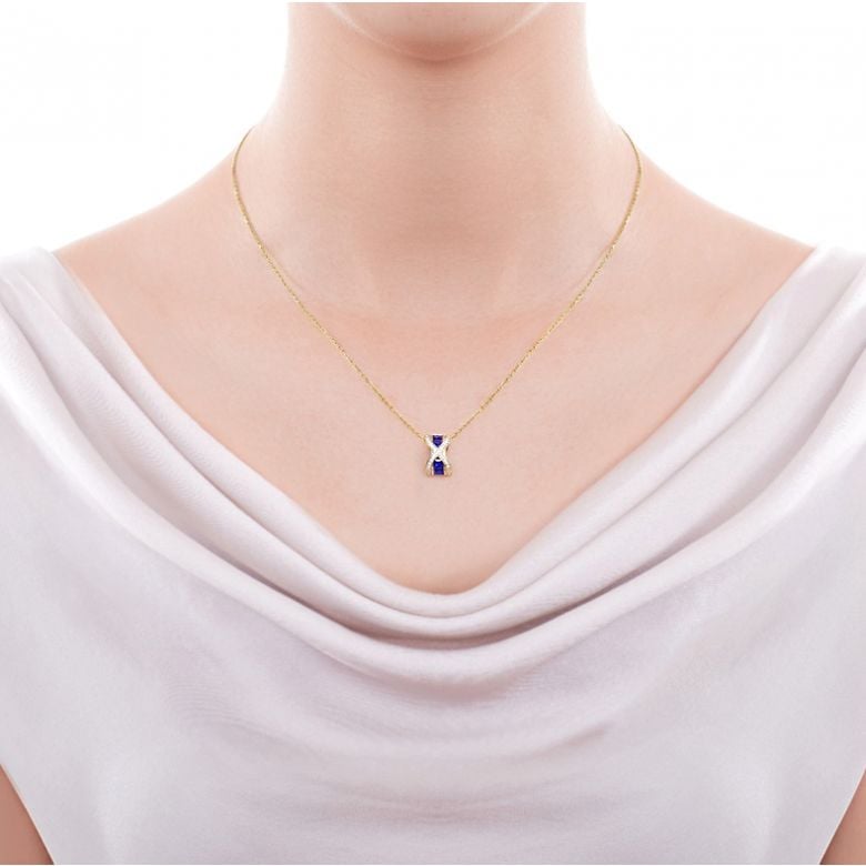 Pendentif sens de nos vies. En diamants, saphirs et or jaune - 2