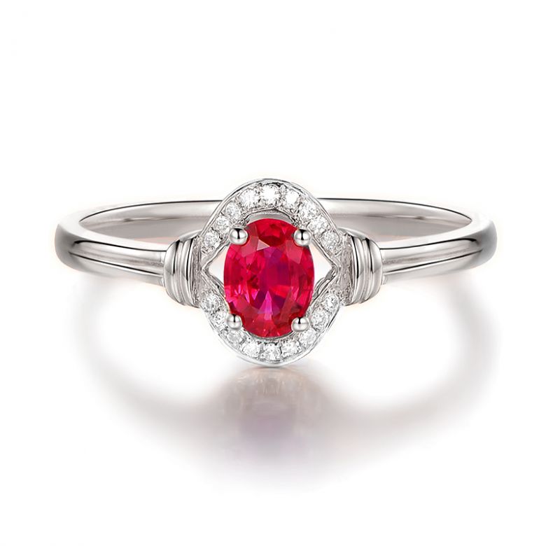 Bague rubis Chéri diamants et Or blanc 18cts - 8
