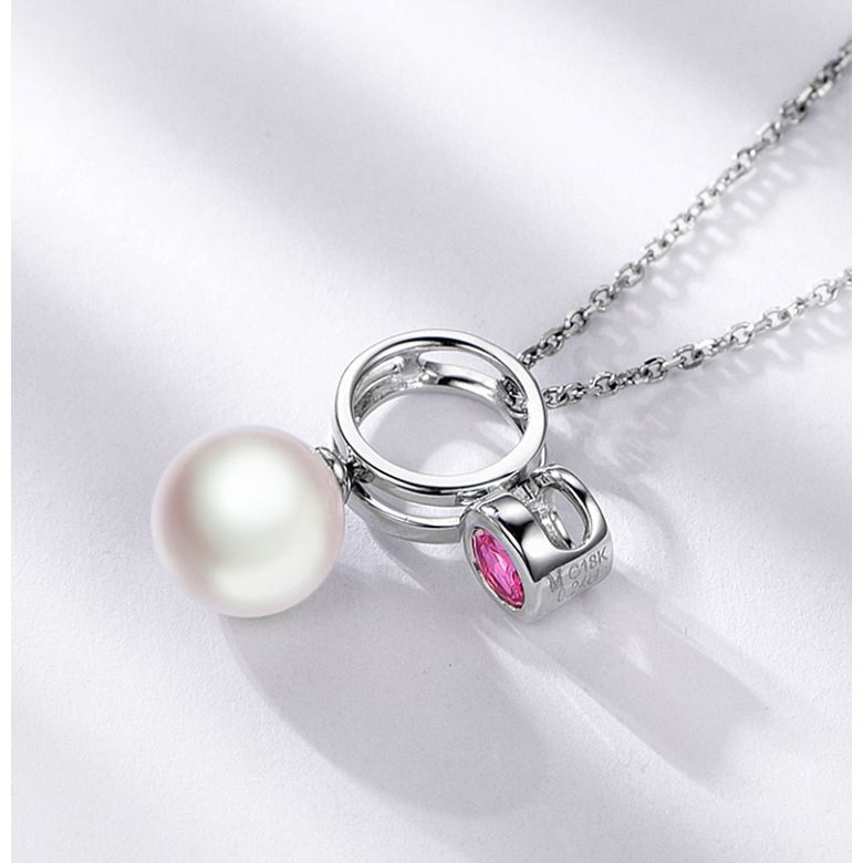 Collier pendentif Aiko. Perle Akoya et tourmaline - 5