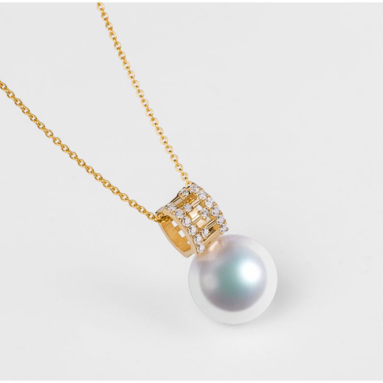 Pendentif Mikiko perle Akoya du Japon. Or jaune, diamants - 9