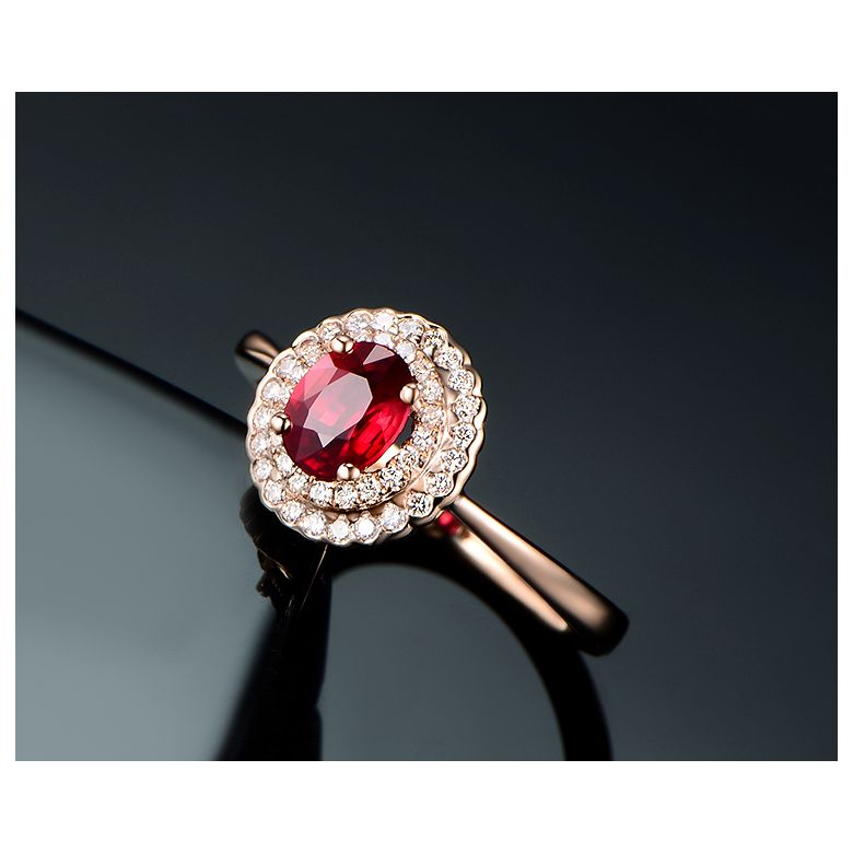 1 rubis, des diamants et de l'or rose : Bague Florali - 7