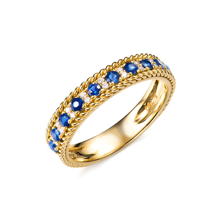 Bague saphir - Tempietto - Or jaune, diamant, saphir - 1