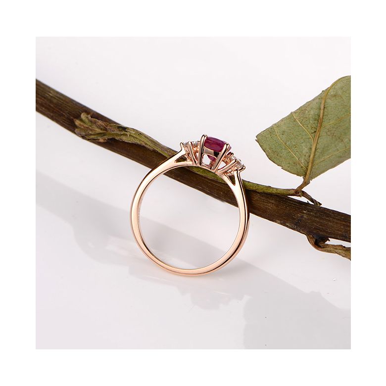 Bague Amour. Or rose, rubis 1ct taillé en poire, diamants - 5