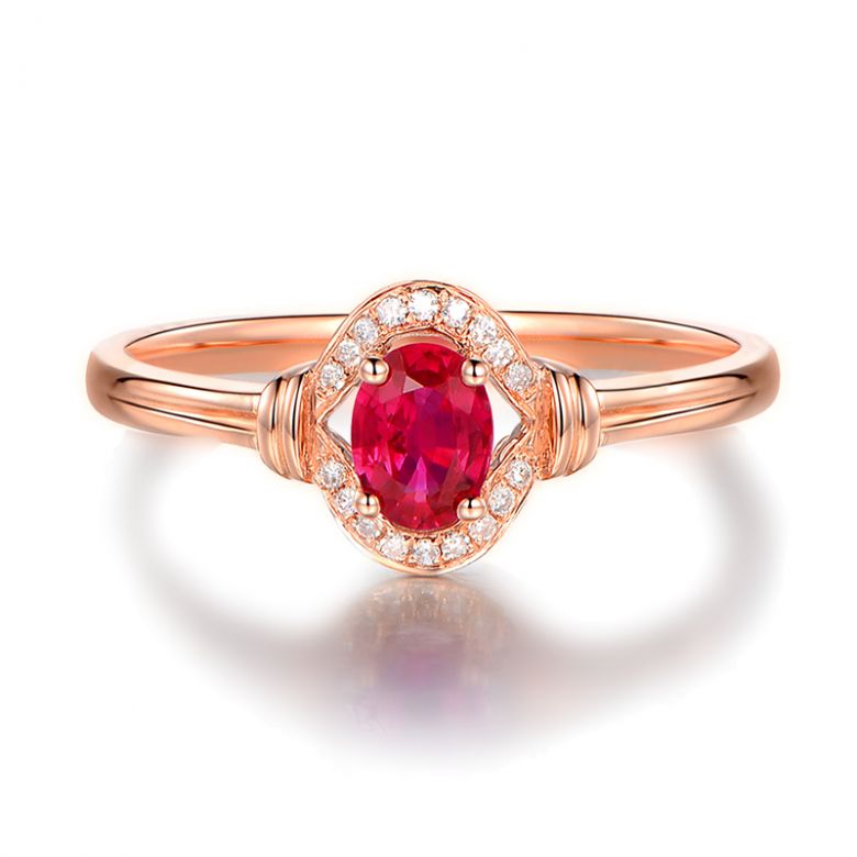 Bague rubis Chéri diamants et Or rose 18cts - 5