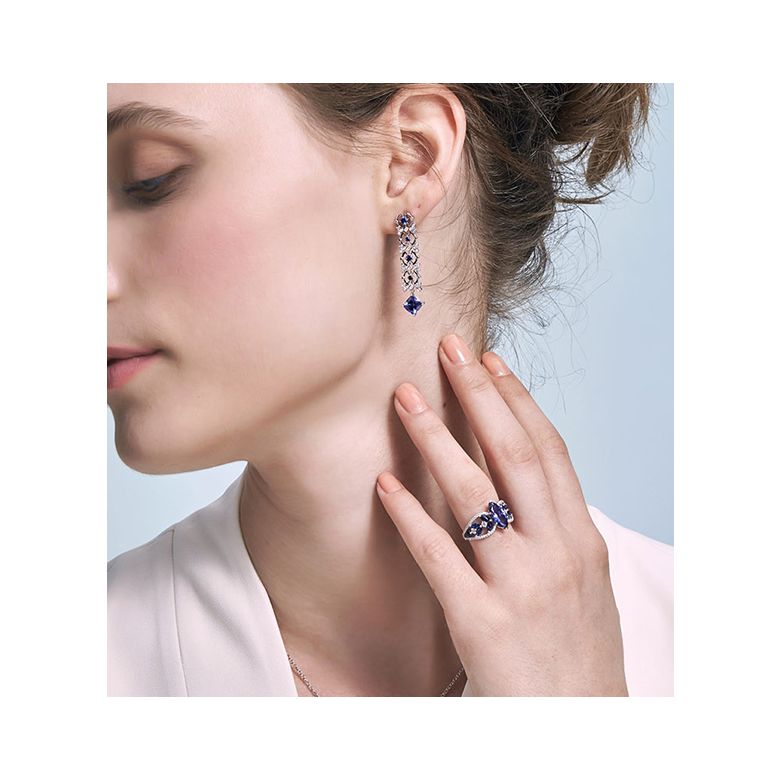 Bague Mère Nature - Saphir bleu - Or blanc, diamant - 2