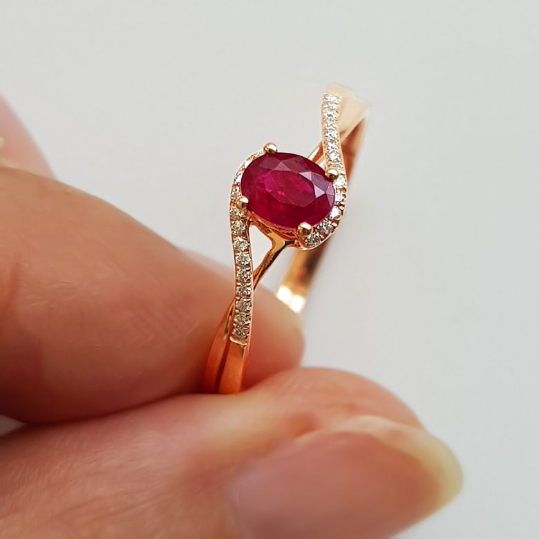 Bague Rubis 0.35ct & Diamants Or Rose 18cts| Gemperles - 5