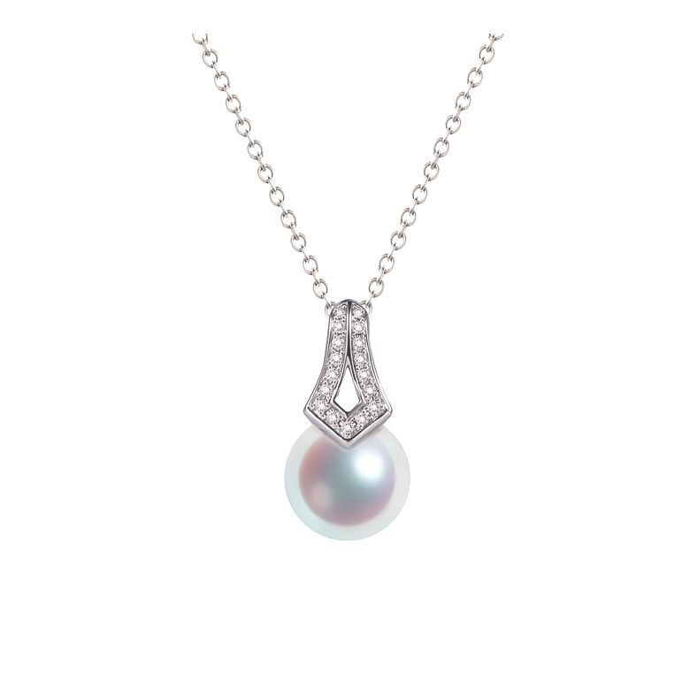 Pendentif perle du Japon Akoya. Michiko. Or blanc et diamants - 8