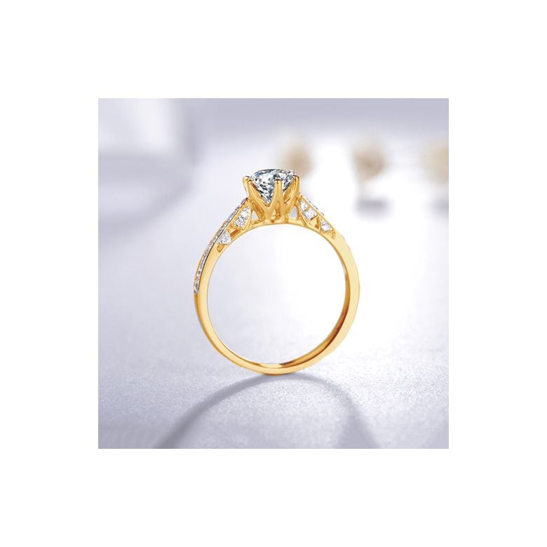 Bague de fiancailles - Diamant solitaire accompagné - Or jaune- Koh-I-Noor - 5