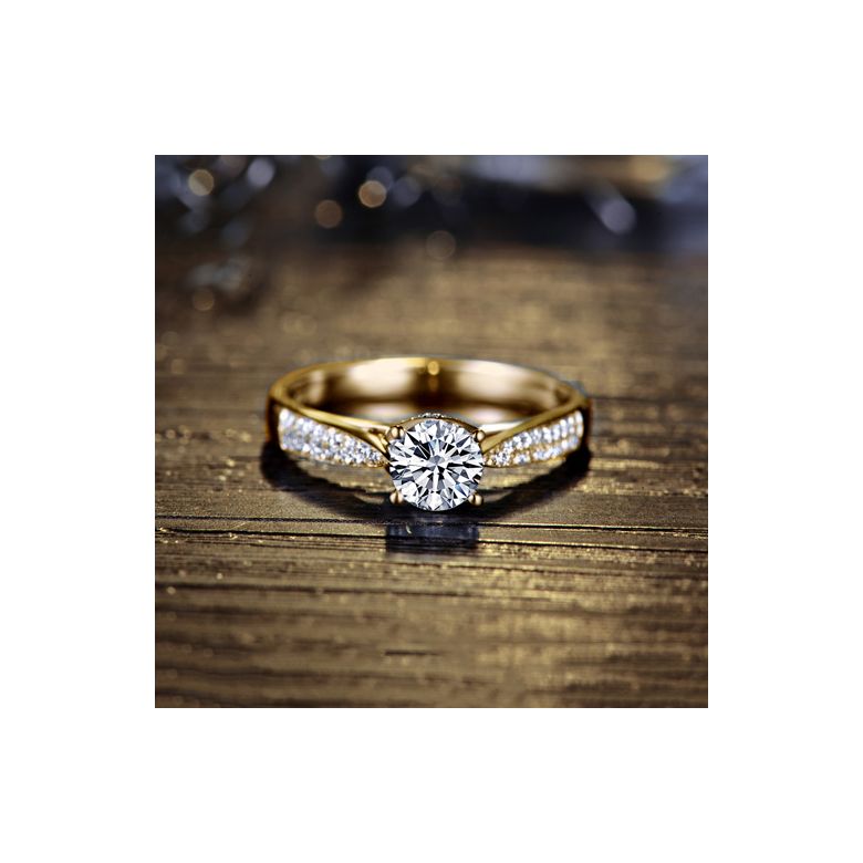 Bague de Fiancaille Lafayette - Solitaire épaulé Or Jaune, Diamant | Gemperles - 9