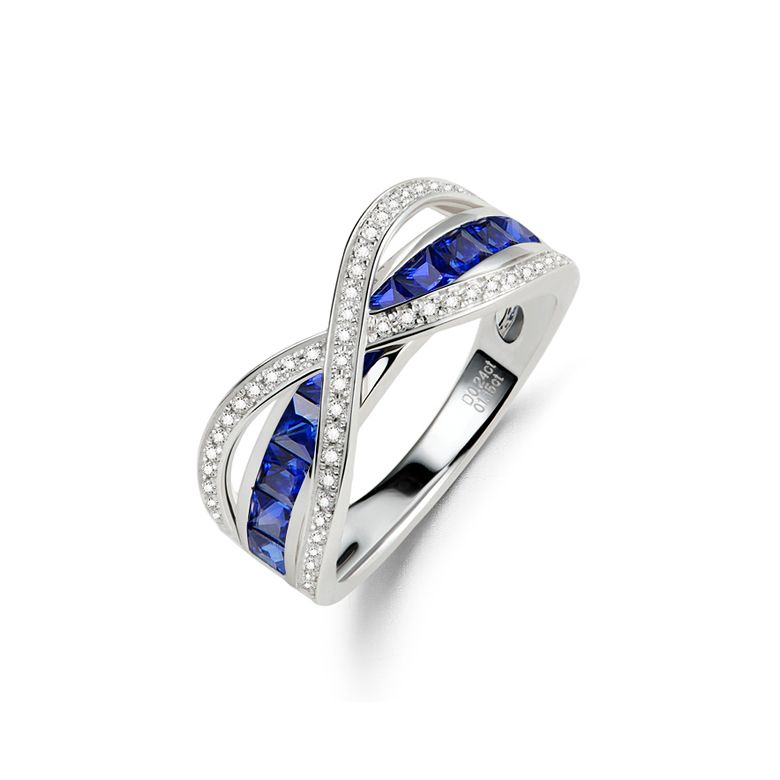 Bague sens de nos vies. Saphirs bleus, diamants et Or blanc  - 1