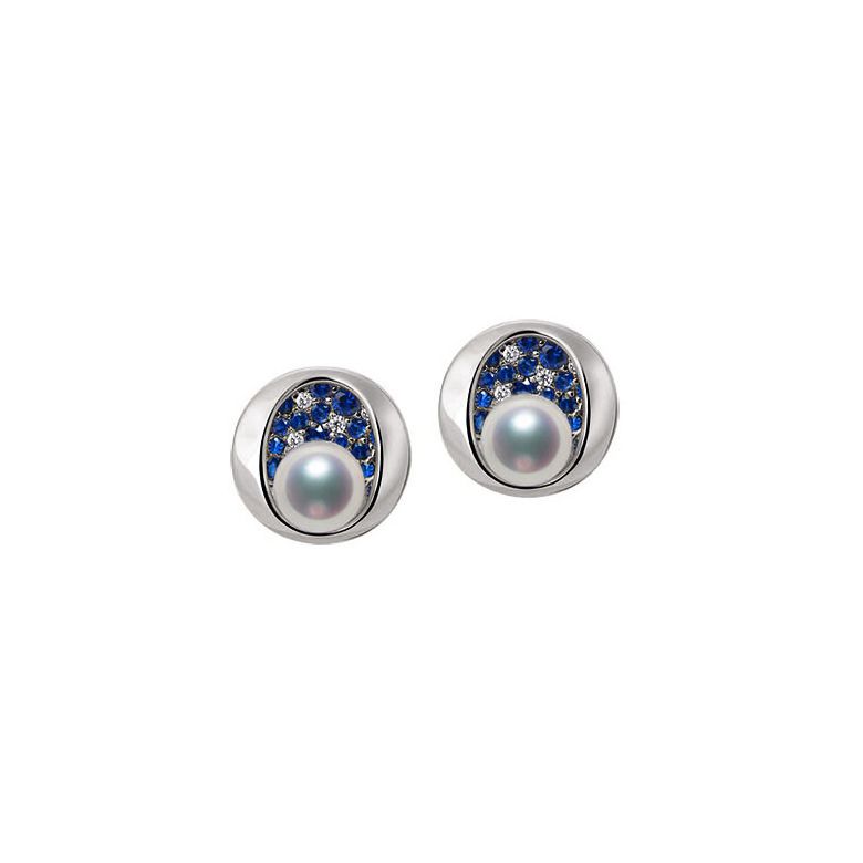 Boucle oreille perle Akoya I Constellation saphir diamant I Seiza - 1