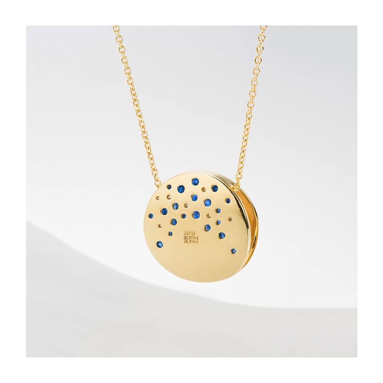 Pendentif constellation seiza I Perle Akoya, diamant, saphir, or jaune - 8