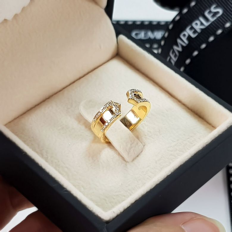 Alliances or jaune originales - Anneaux discontinus Couple - Diamants - 2