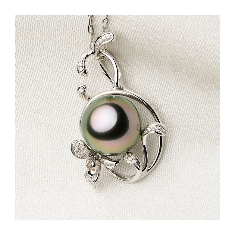 Pendentif Lysette perle de Tahiti, Or blanc et diamants - 4